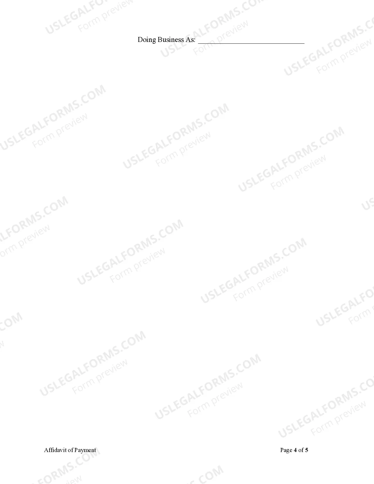 Preview Affidavit of Payment by Claimant other than Contractor - Mechanics Liens - Individual