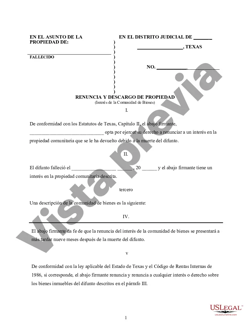 Preview Renuncia y renuncia de propiedad - Interés de propiedad comunitaria