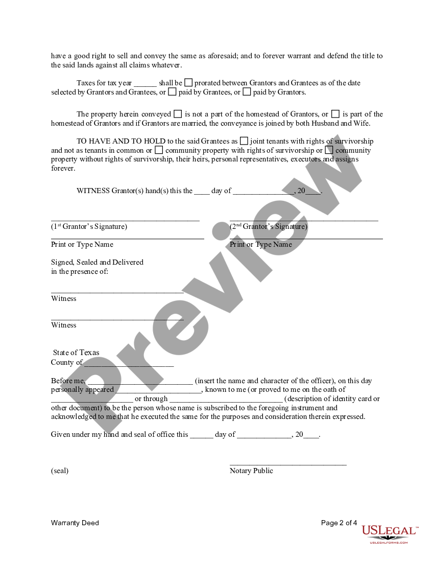 Texas Warranty Deed From Two Individuals To Husband And Wife Deed Husband Wife Us Legal Forms 9723