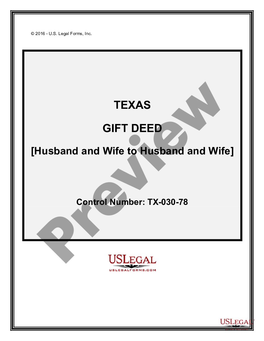 Texas Gift Deed Husband and Wife to Husband and Wife Texas Husband