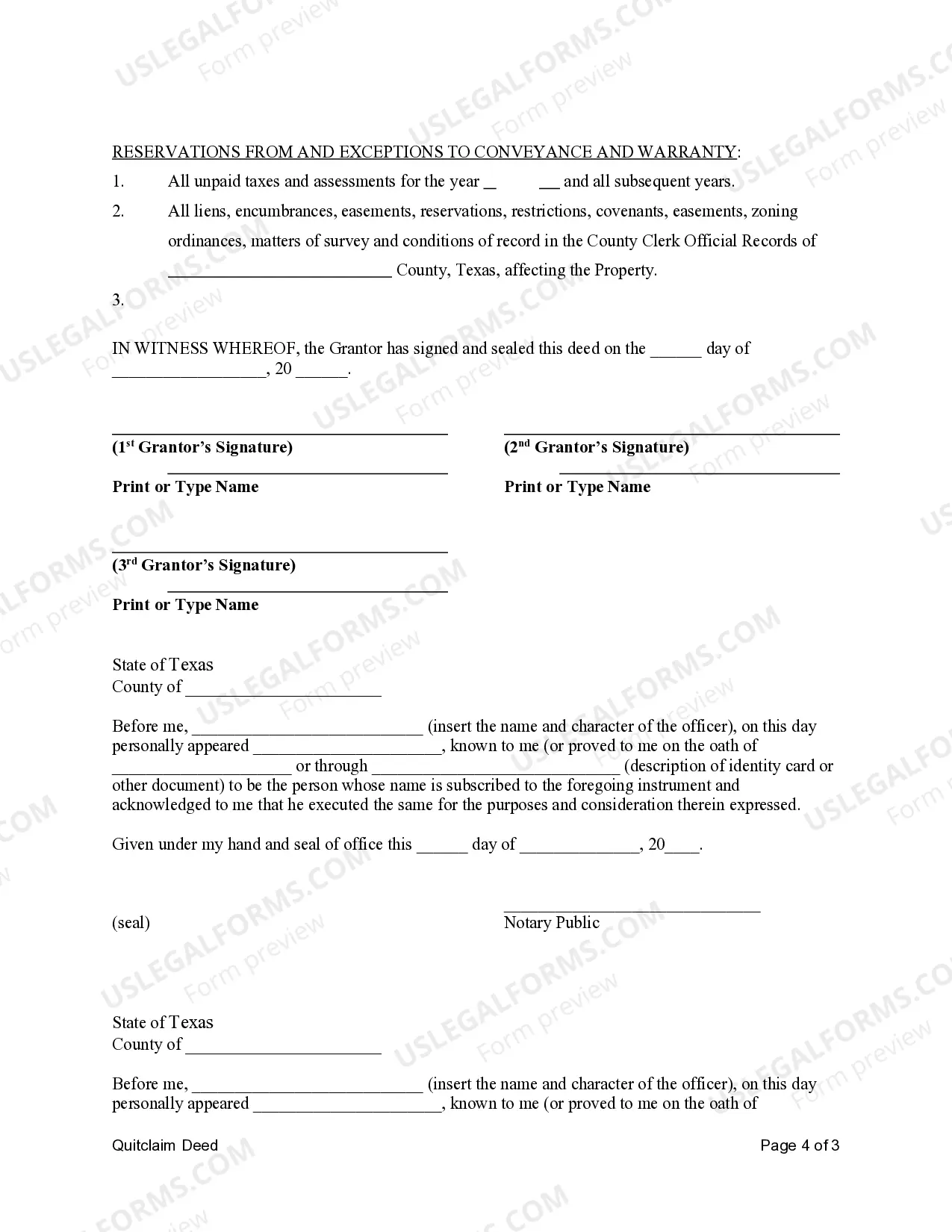 Preview Quitclaim Deed - Three Individuals to One Individual