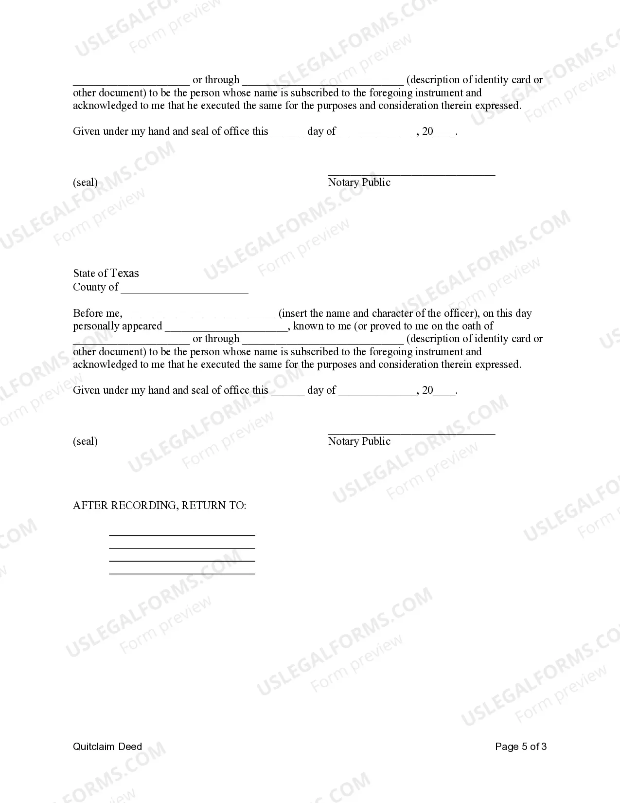 Preview Quitclaim Deed - Three Individuals to One Individual