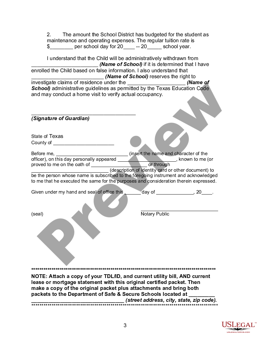 Texas Affidavit Of Guardianship And Residency Guardianship Document Us Legal Forms 0178