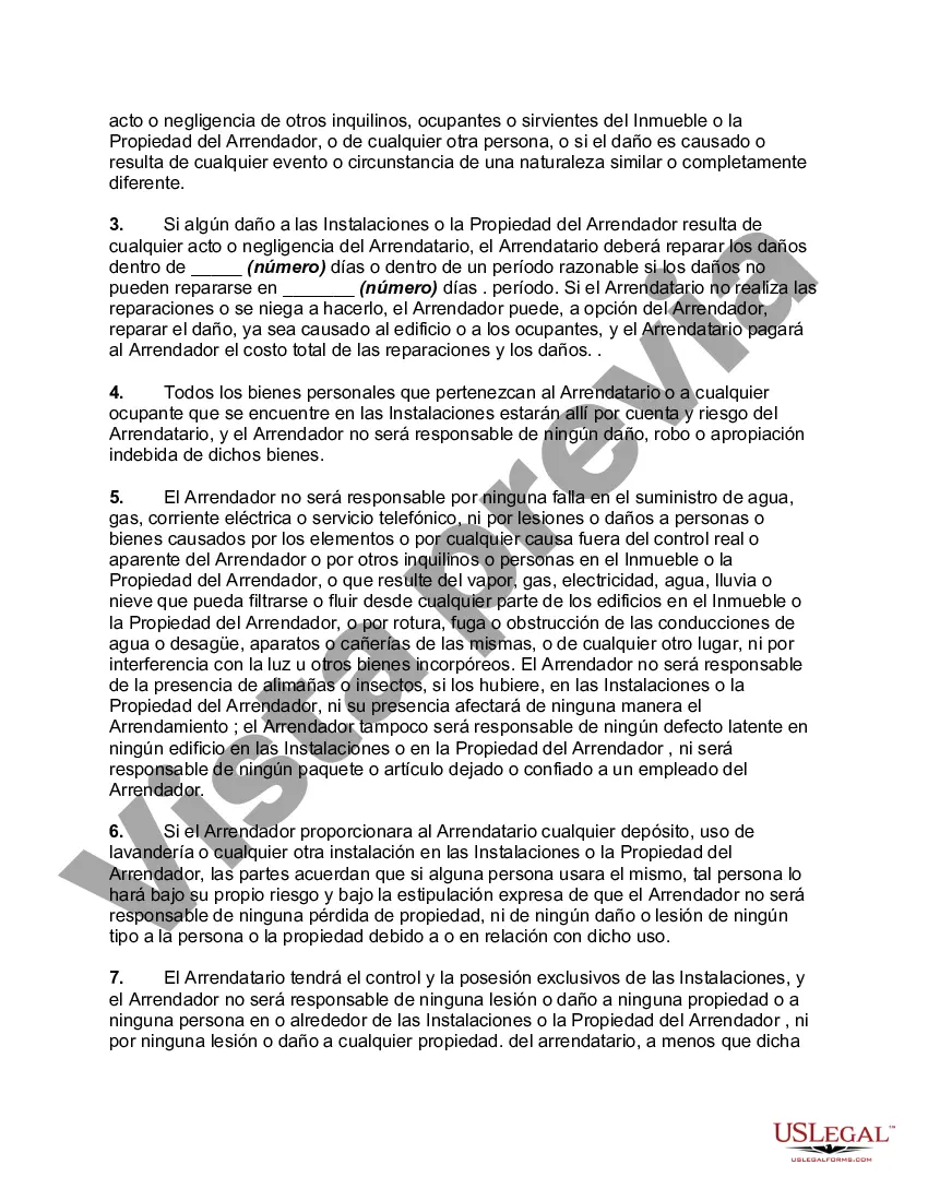 Preview Acuerdo de renuncia, liberación de responsabilidad y exención de responsabilidad del arrendatario a favor del arrendador