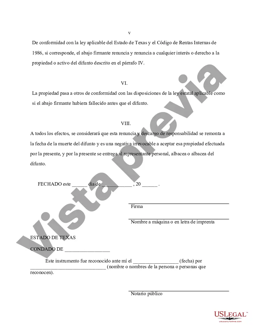 Preview Renuncia y renuncia de tenencia conjunta o interés de tenencia