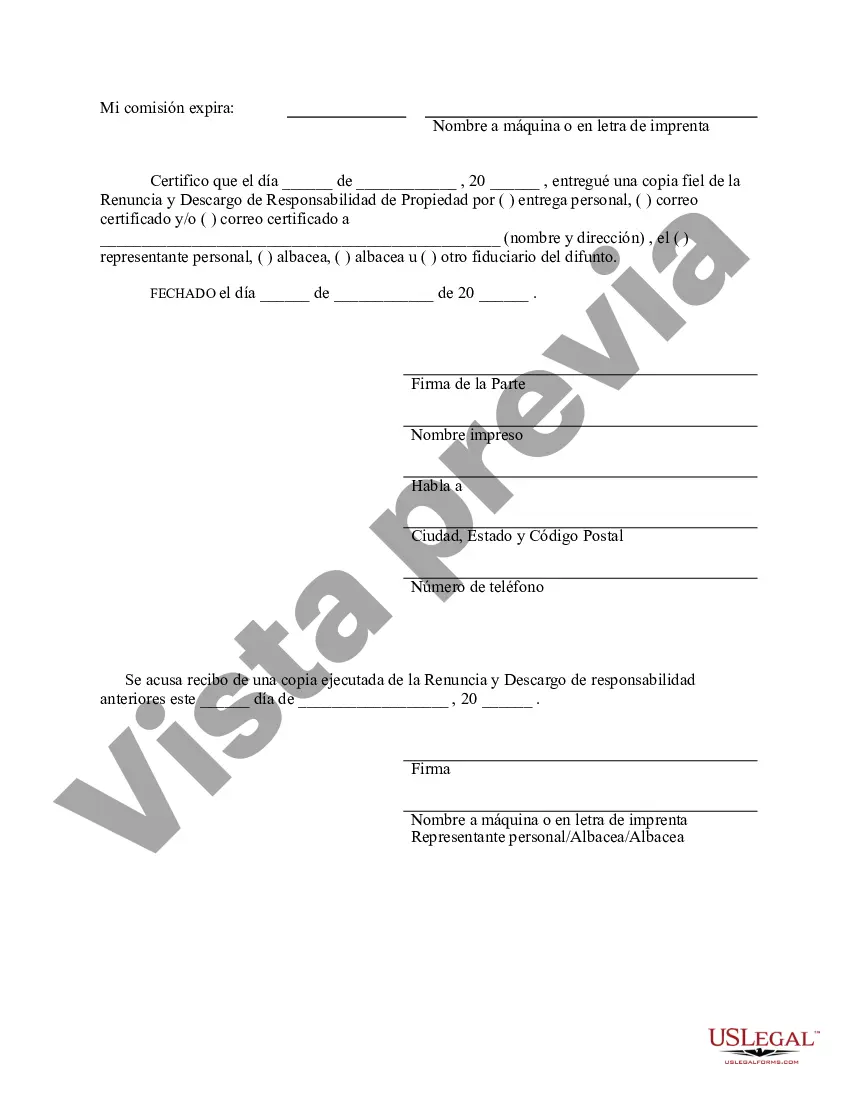 Preview Renuncia y renuncia de tenencia conjunta o interés de tenencia