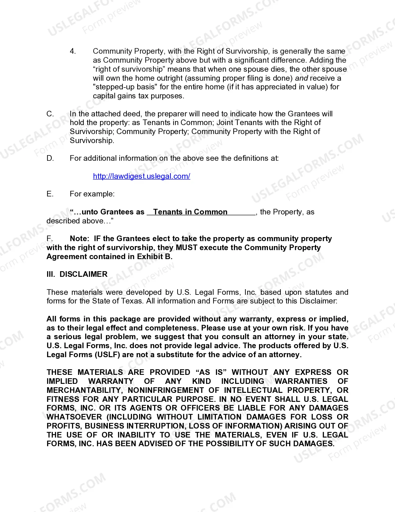 Preview Enhanced Life Estate or Lady Bird Warranty Deed from Two Individuals, or Husband and Wife, to Two Individuals, or Husband and Wife