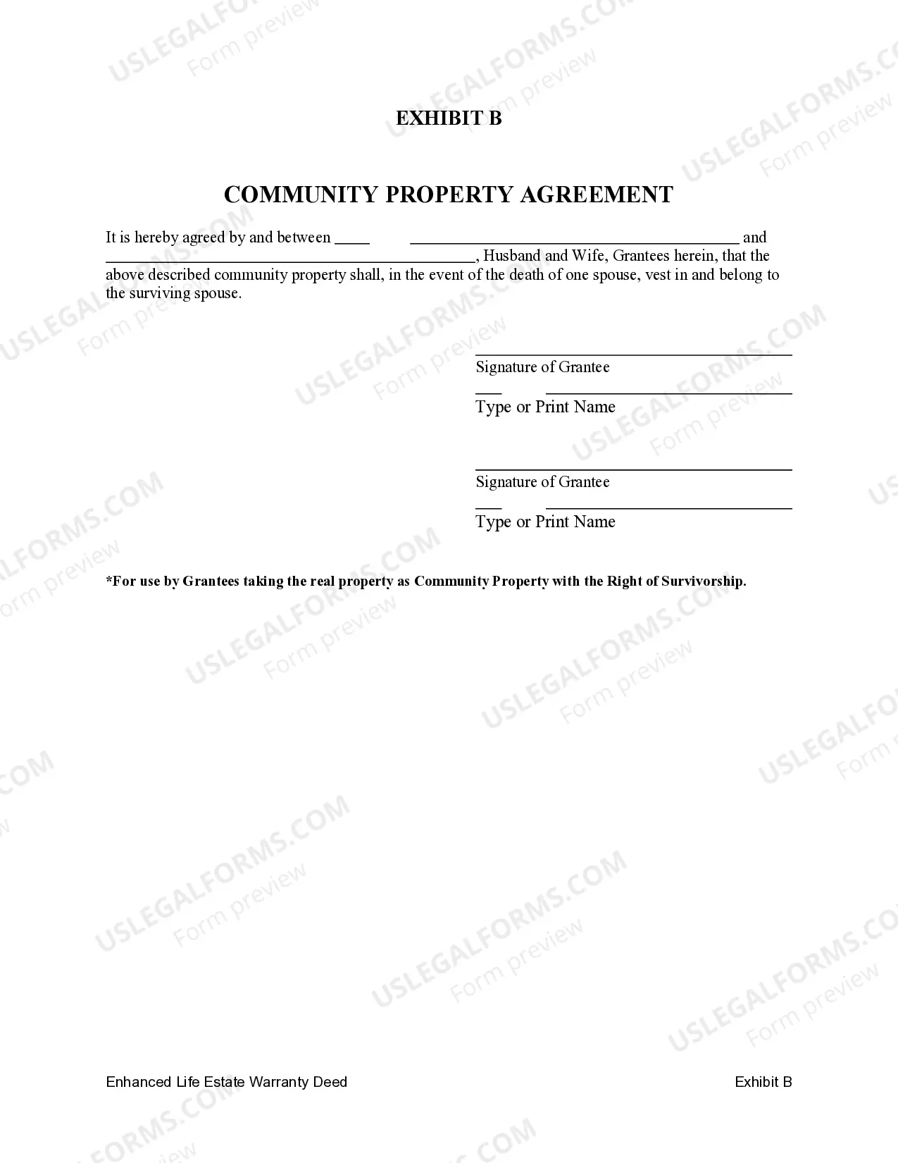 Preview Enhanced Life Estate or Lady Bird Warranty Deed from Two Individuals, or Husband and Wife, to Two Individuals, or Husband and Wife