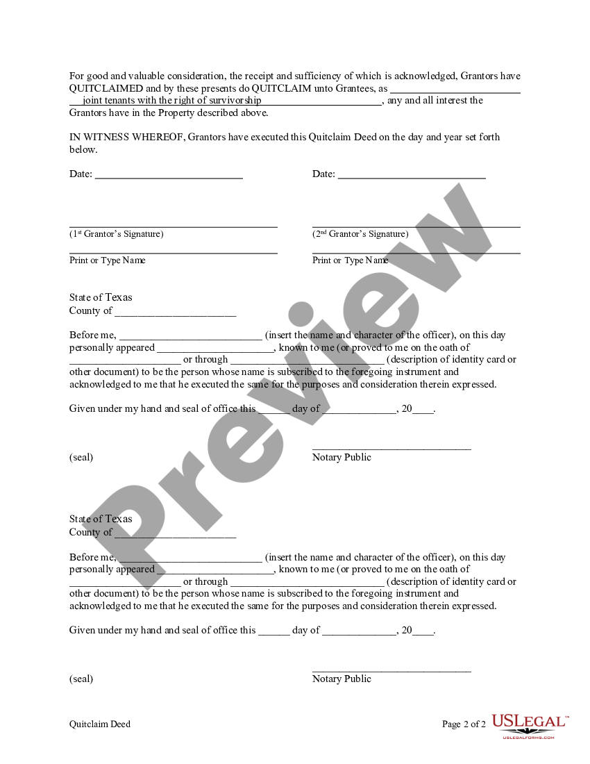 Austin Texas Quitclaim Deed From Husband And Wife To Husband And Wife And Husband And Wife Us 7955
