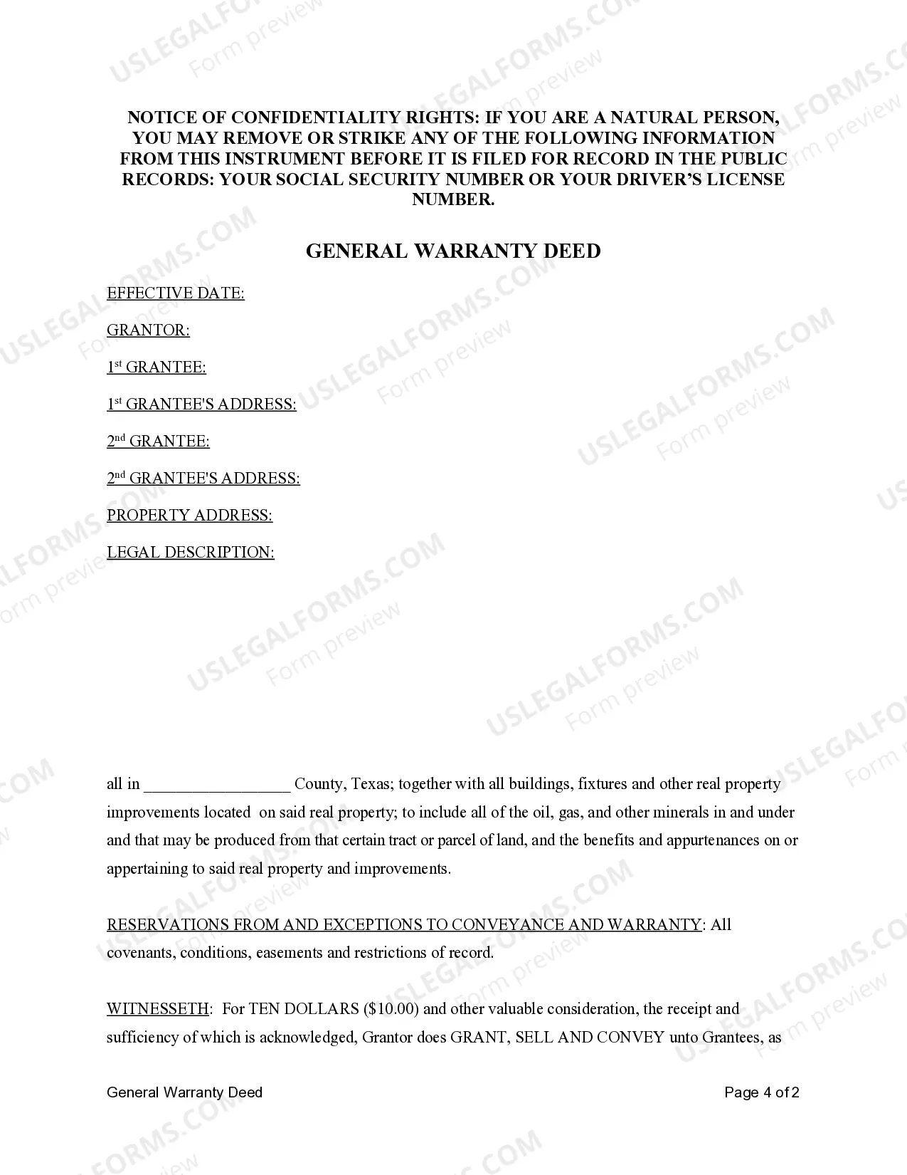 Preview General Warranty Deed - Individual to Husband and Wife