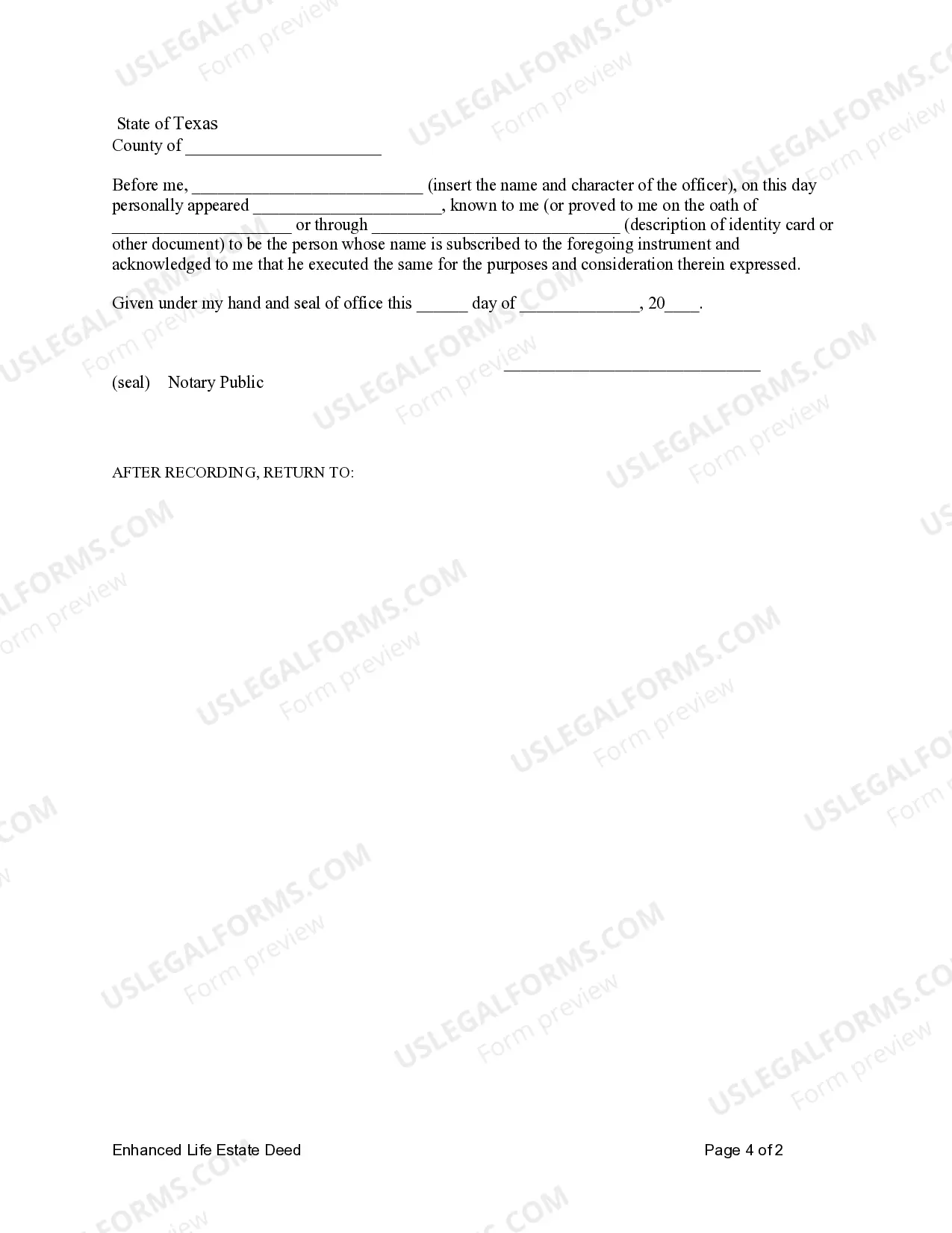 Preview Enhanced Life Estate Deed - Lady Bird - Individual to Individual