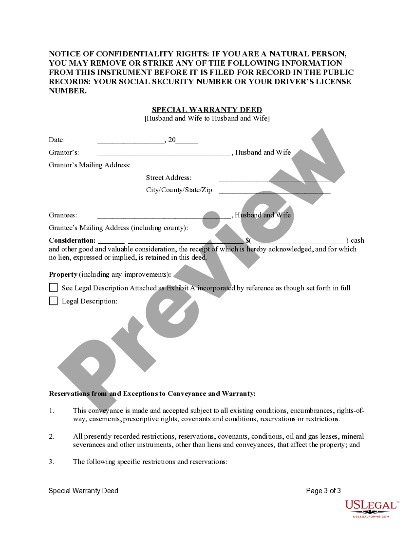 Texas Special Warranty Deed Special Warranty Deed Texas Divorce US