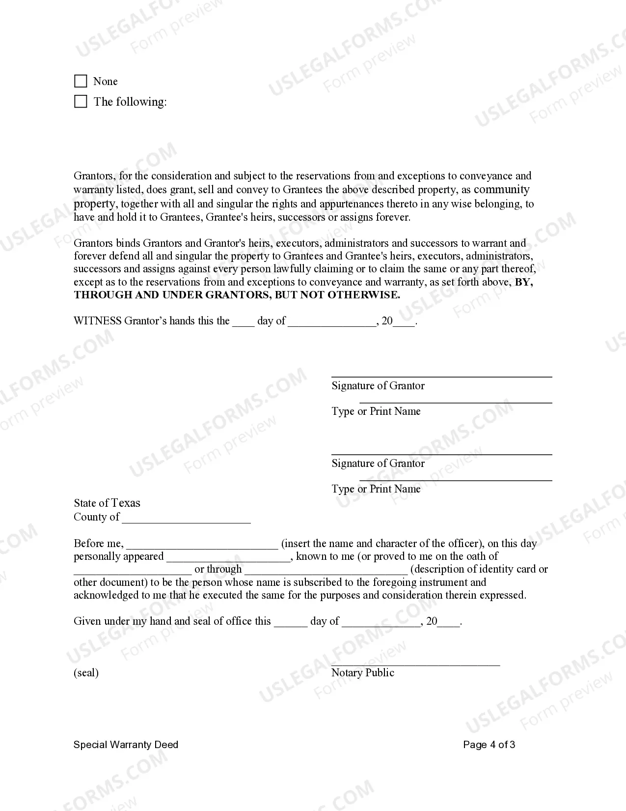 Preview Special Warranty Deed - Husband and Wife to Husband and Wife