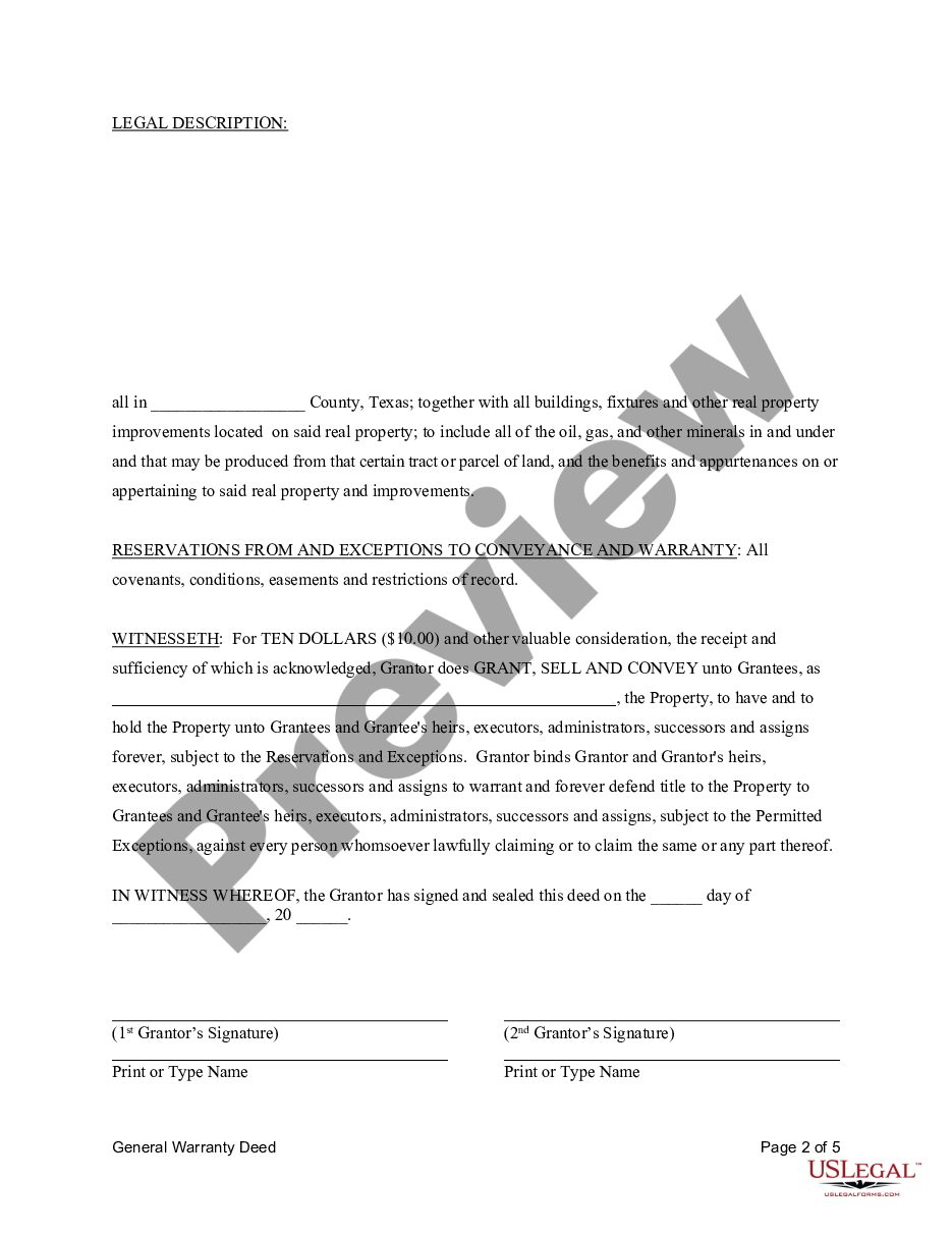 page 4 General Warranty Deed - Five Individual Grantors to Four Individual Grantees Subject to Life Estate preview