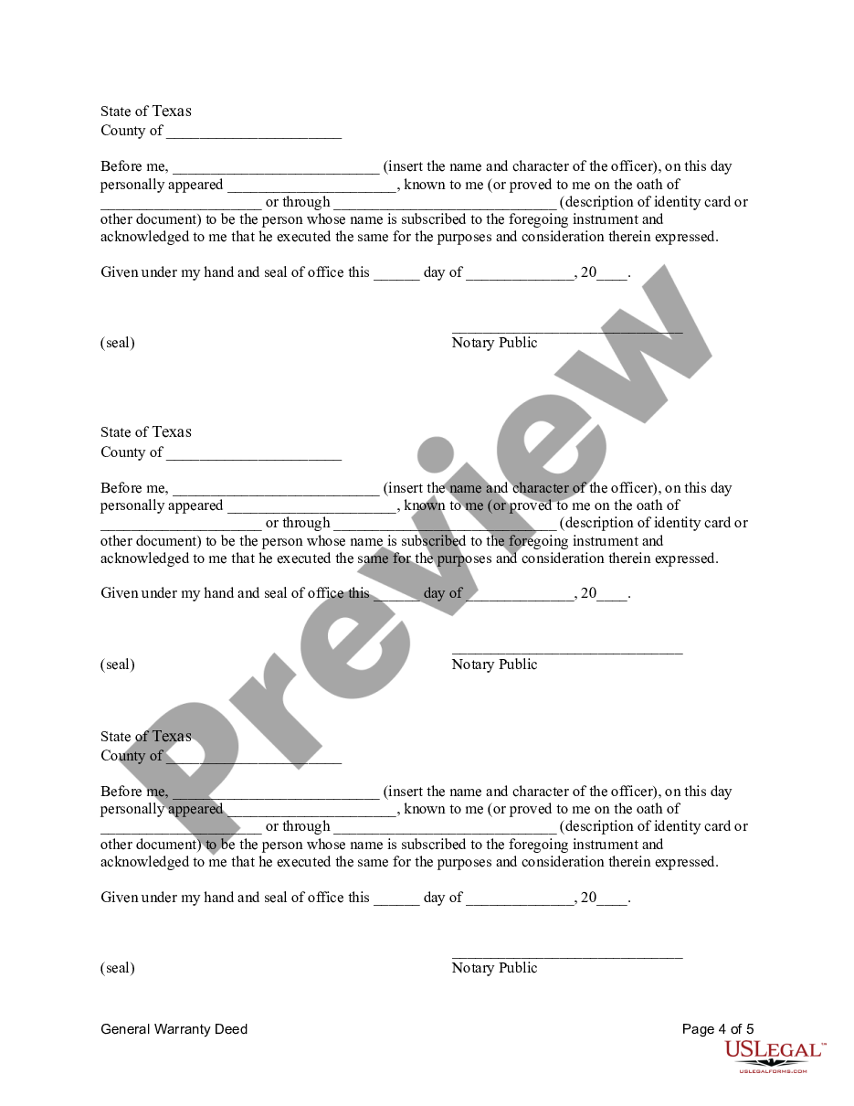 page 6 General Warranty Deed - Five Individual Grantors to Four Individual Grantees Subject to Life Estate preview
