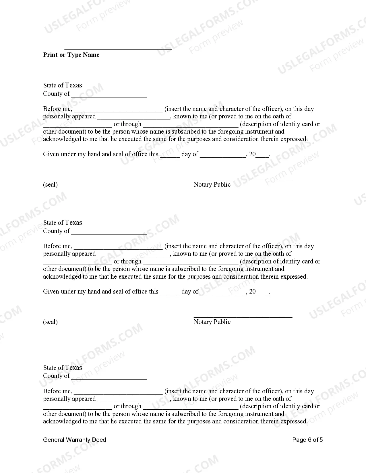 Preview General Warranty Deed - Five Individual Grantors to Four Individual Grantees Subject to Life Estate