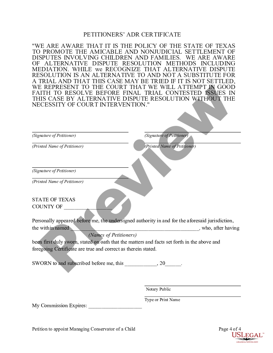 page 7 Petition to Appoint Managing Conservator of a Child preview