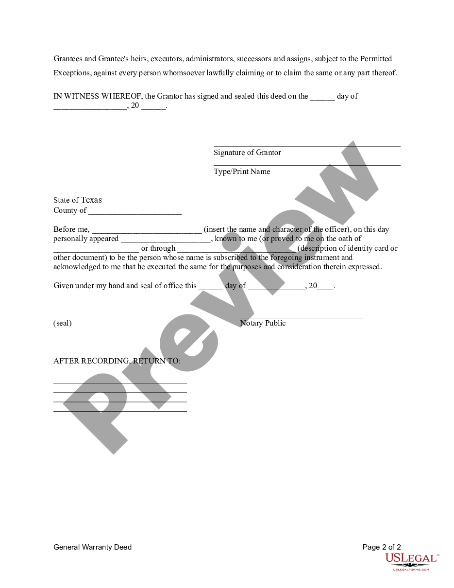 form General Warranty Deed - Individual to Limited Liability Company preview