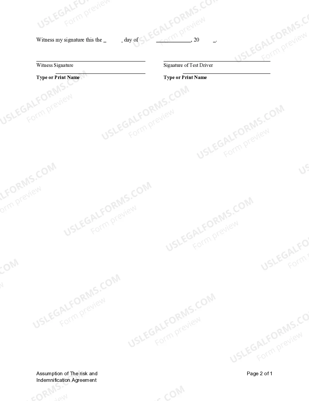 Preview Release and Indemnification Agreement