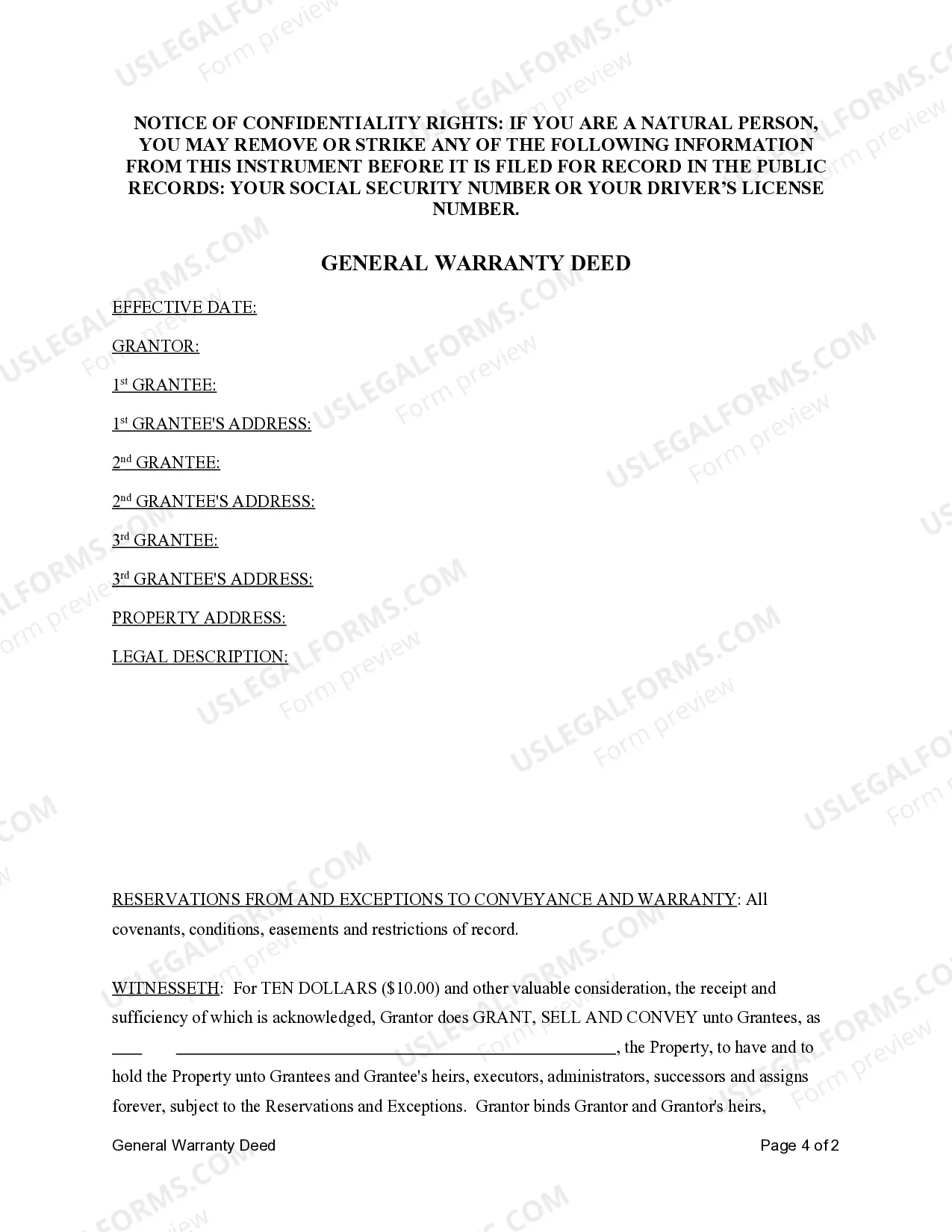 Preview General Warranty Deed - Individual to Three Individuals