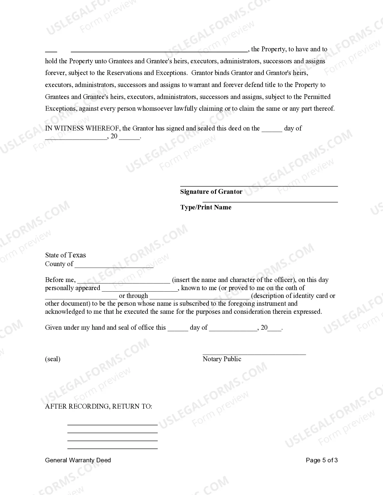Preview General Warranty Deed - One Individual to Four Individuals with reserved Life Estate in Grantor