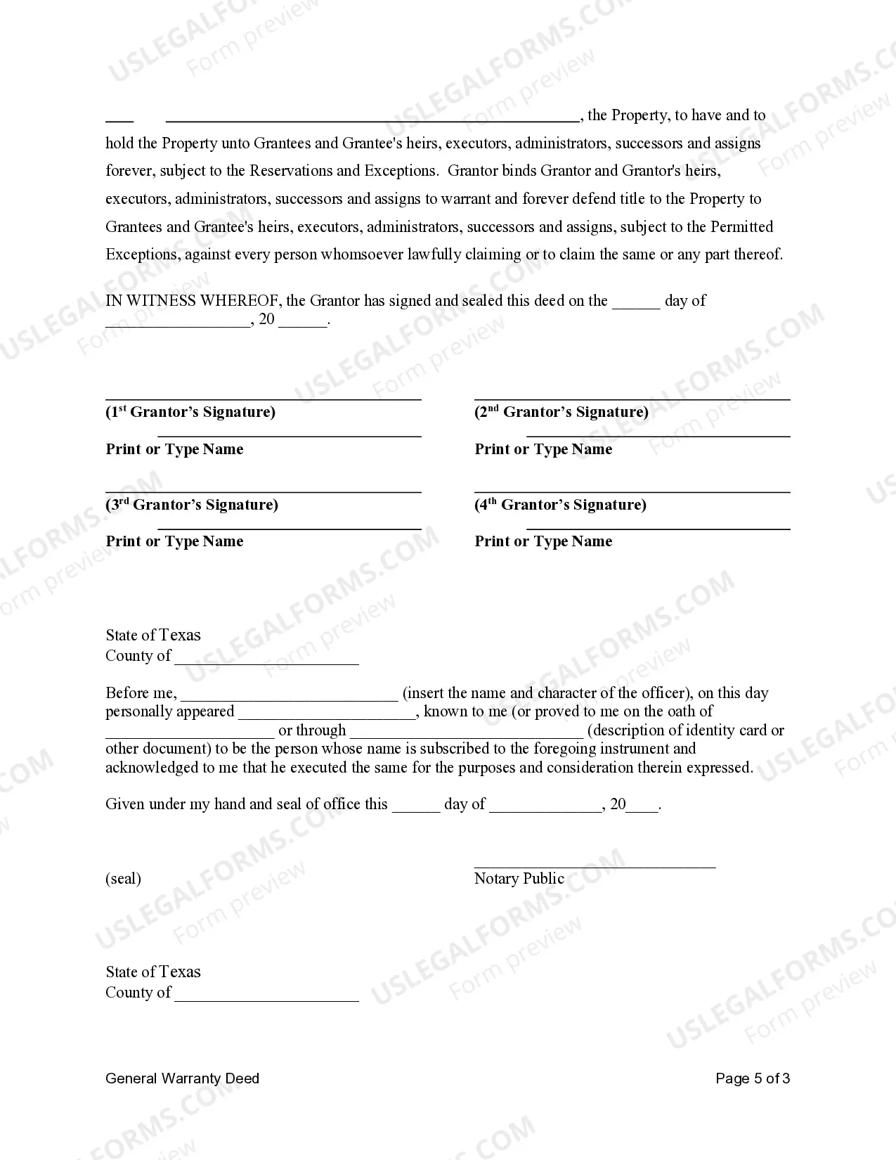Preview General Warranty Deed - Four Individuals to Two Individuals