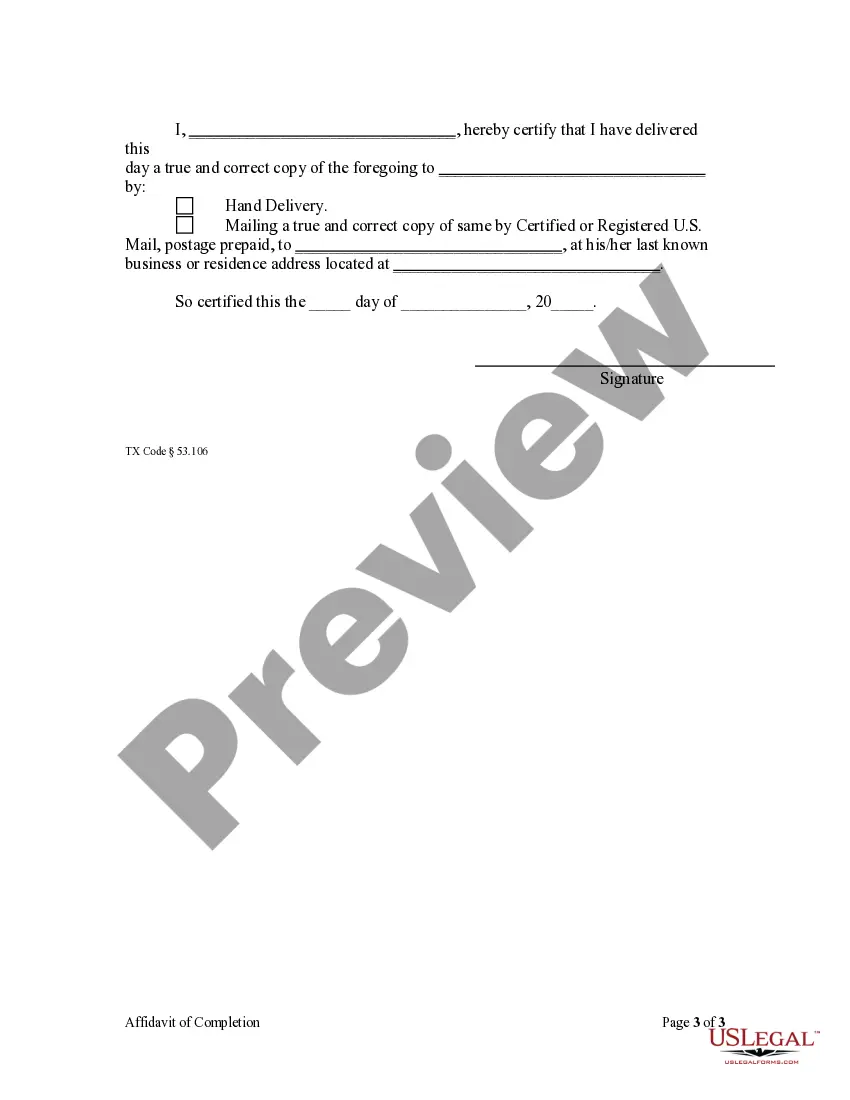 Get Affidavit of Completion by Owner - Mechanics Liens - Corporation Preview Affidavit of Completion by Owner - Mechanics Liens - Corporation