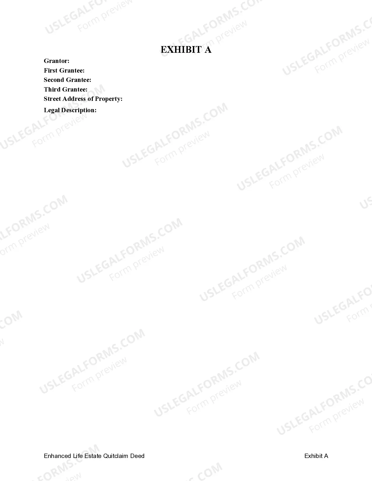 Preview Enhanced Life Estate or Lady Bird Quitclaim Deed from an Individual to three Individuals