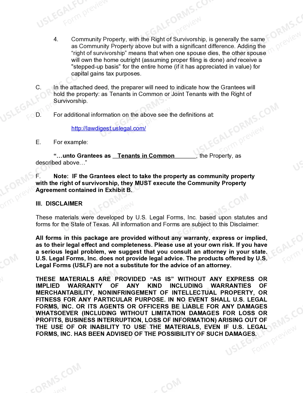 Preview Enhanced Life Estate or Lady Bird Warranty Deed from an Individual to three Individuals