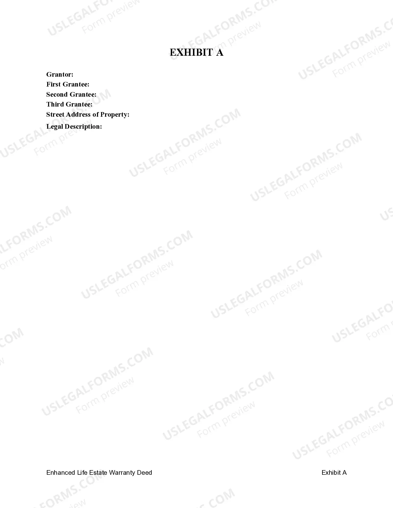 Preview Enhanced Life Estate or Lady Bird Warranty Deed from an Individual to three Individuals