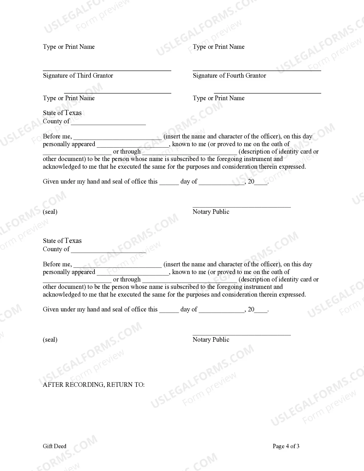 Preview Gift Deed from Four Grantors to One Grantee