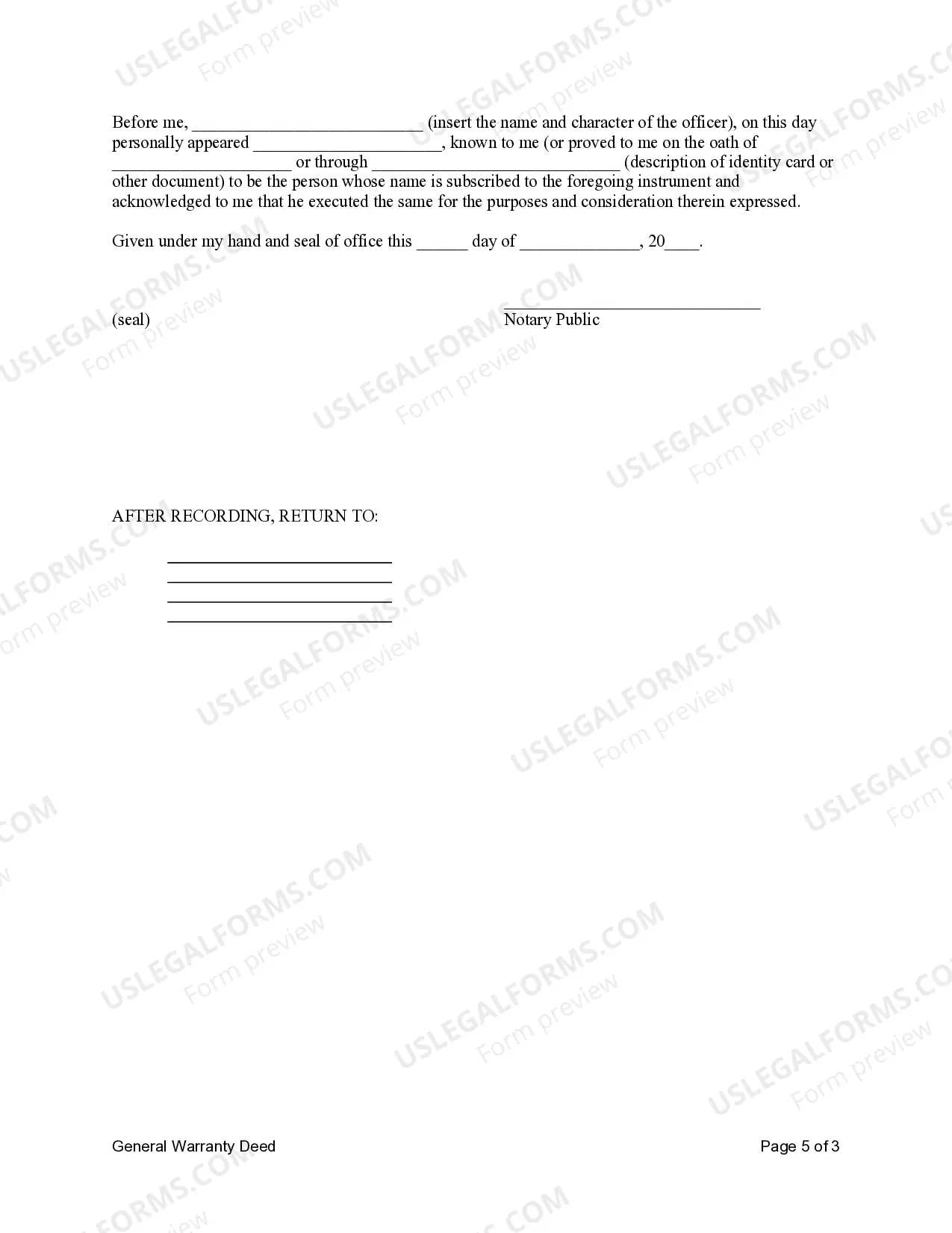 Preview General Warranty Deed from Four Individual Grantors to One Grantee