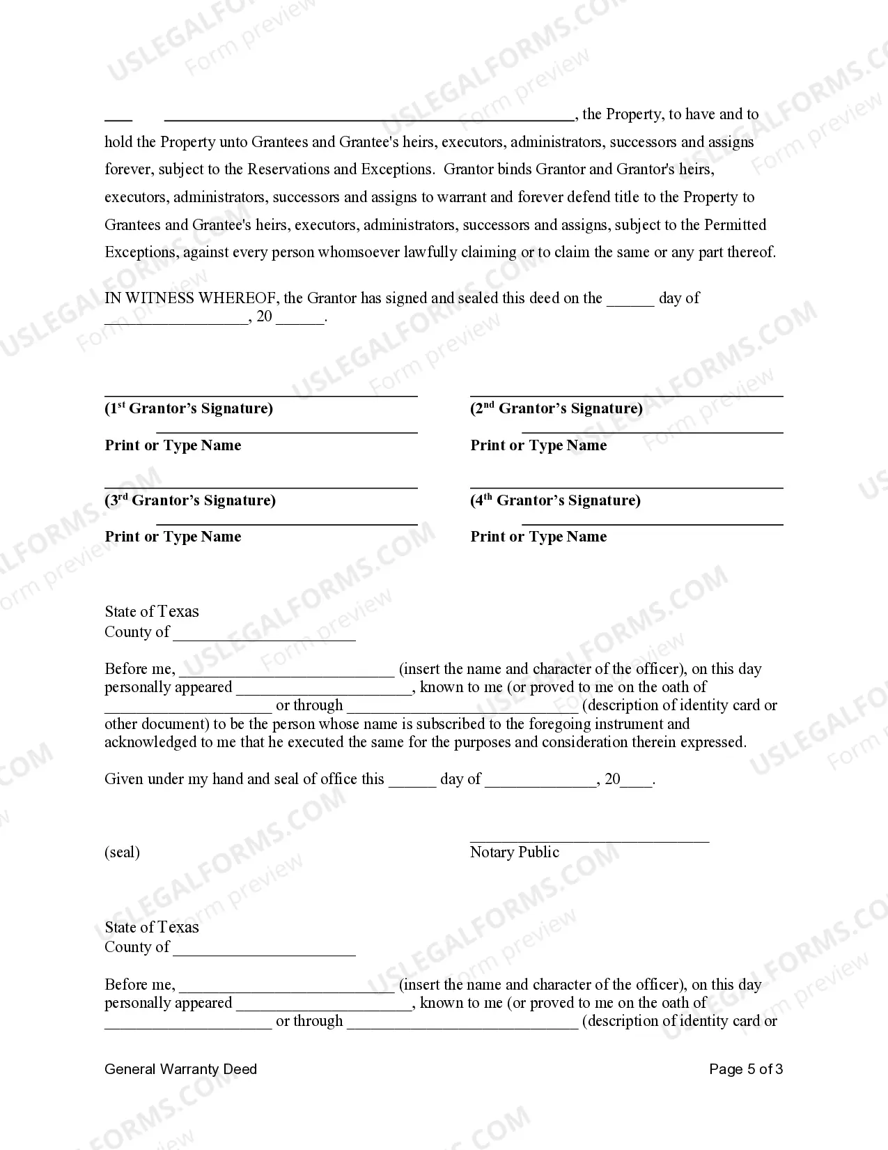 Preview General Warranty Deed - Individual to Four Individuals