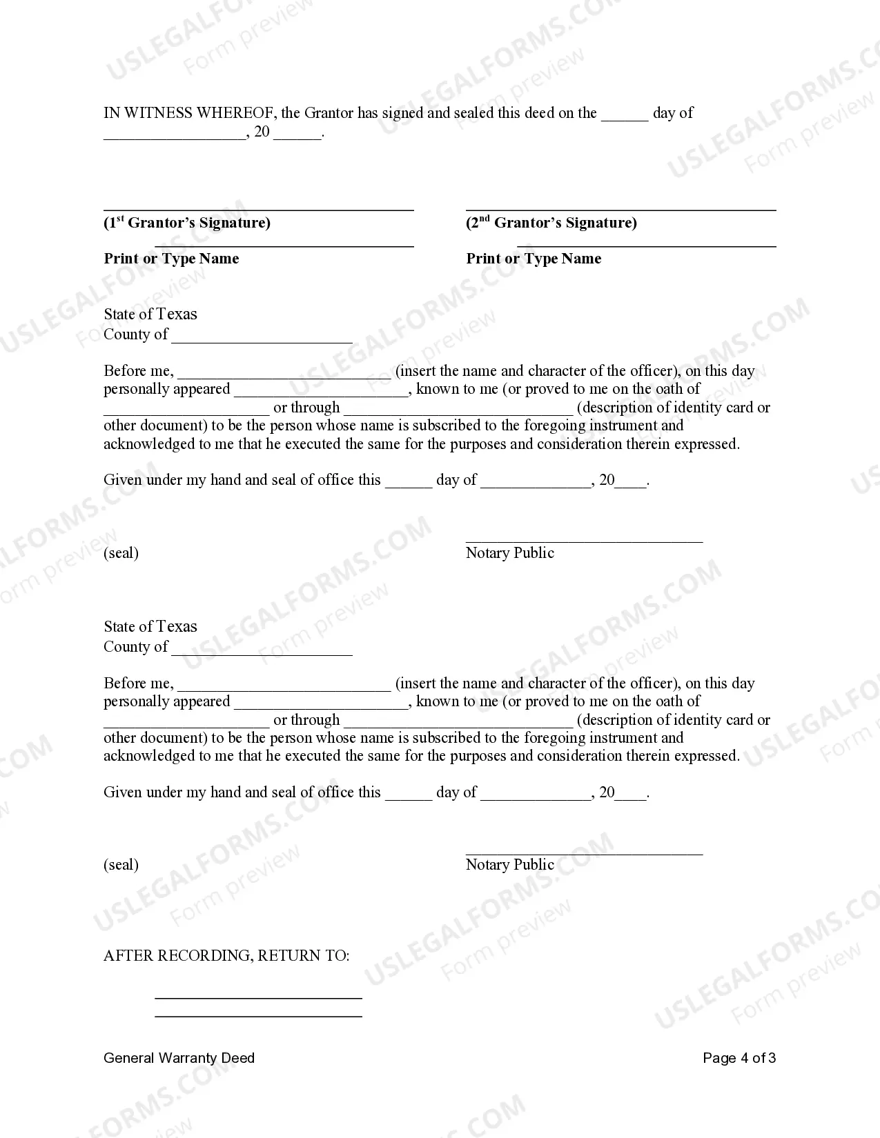 Preview General Warranty Deed from Two Individuals to One Individual