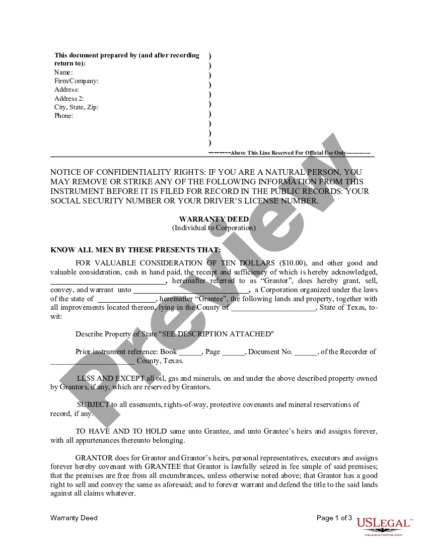 Texas Deed Corporation Forfeited Existence | US Legal Forms