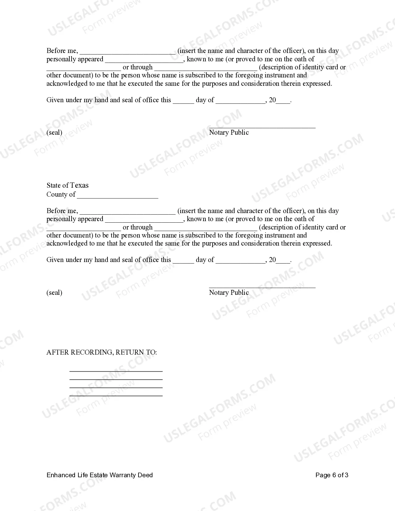 Preview Enhanced Life Estate or Lady Bird Warranty Deed from Husband and Wife to Husband and Wife