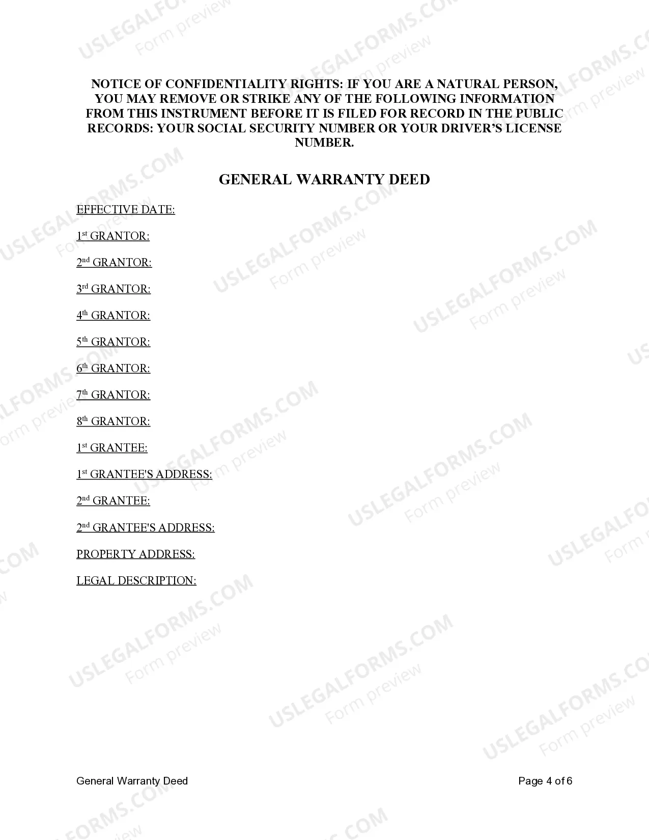 Preview General Warranty Deed - Eight Individual Grantors to Two Individual Grantees