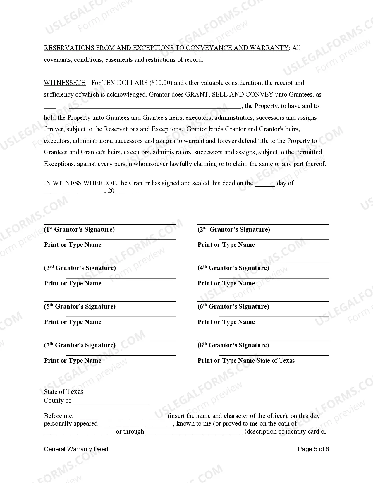Preview General Warranty Deed - Eight Individual Grantors to Two Individual Grantees