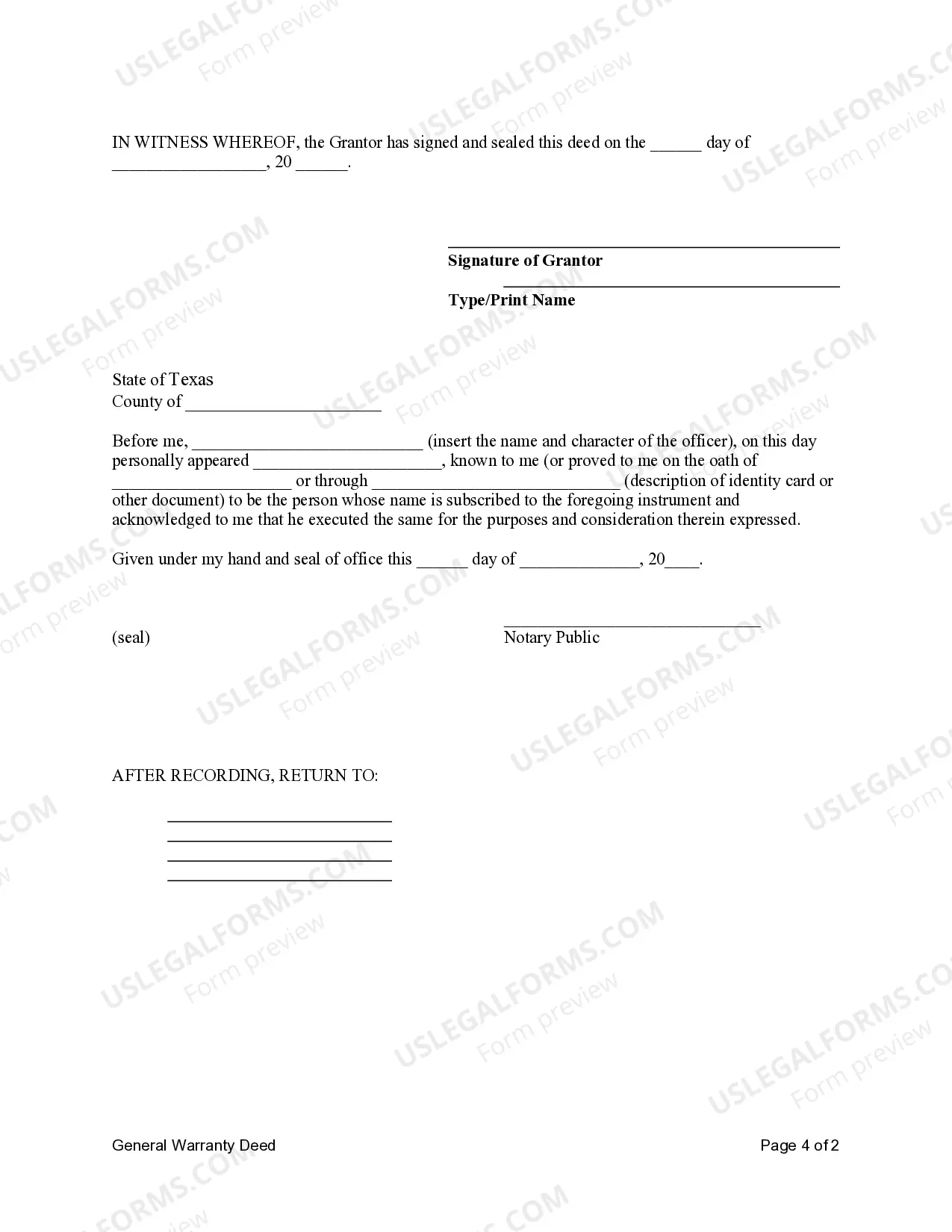 Preview General Warranty Deed from Individual to Individual with Grantor Reserving a Life Estate