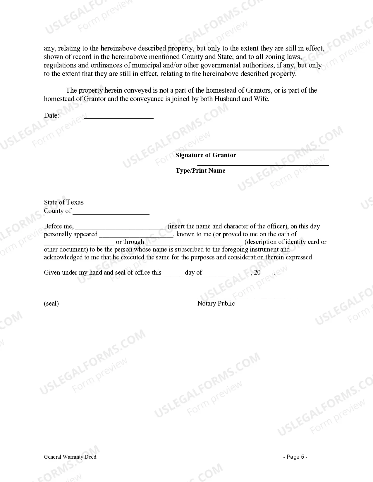Preview General Warranty Deed with Vendor's Lien - Individual to Individual