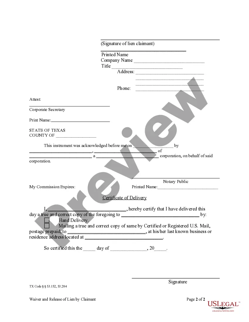 Preview Unconditional Waiver and Release of Lien on Progress Payment by a corporation or LLC Claimaint