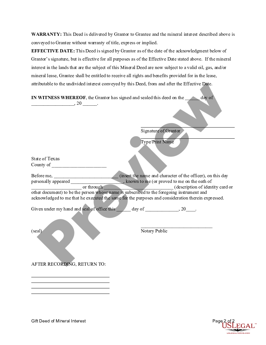 Dallas Texas T Deed Of Mineral Interest Mineral Interest Us Legal Forms 6587