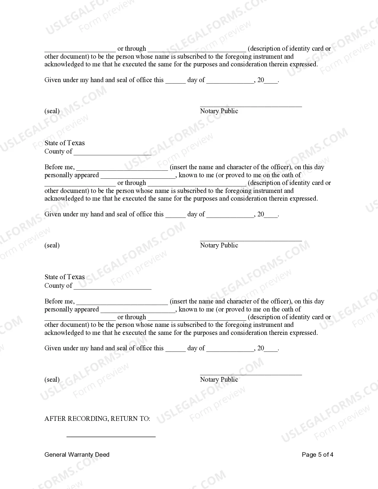 Preview General Warranty Deed from Four Grantors to One Grantee