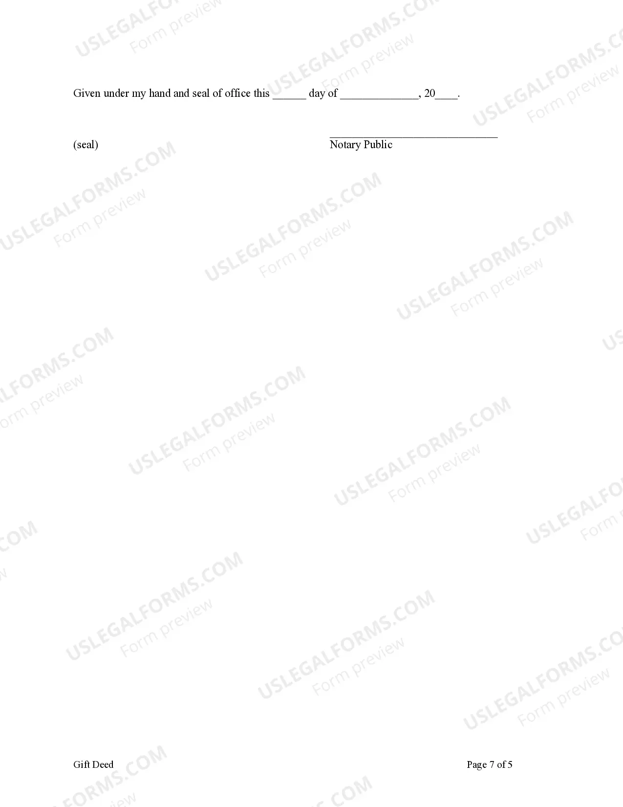 Preview Gift Deed from Five Grantors to One Grantee