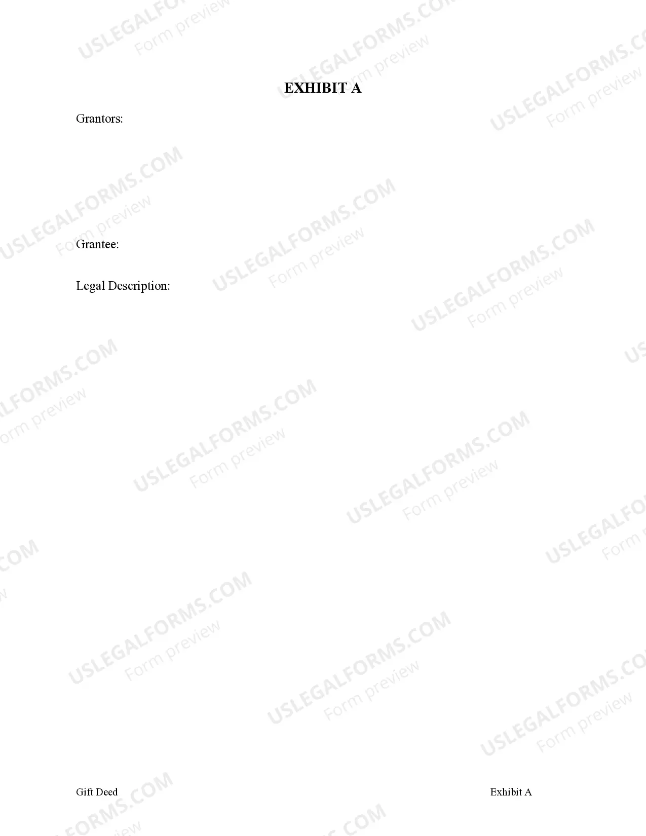 Preview Gift Deed from Five Grantors to One Grantee