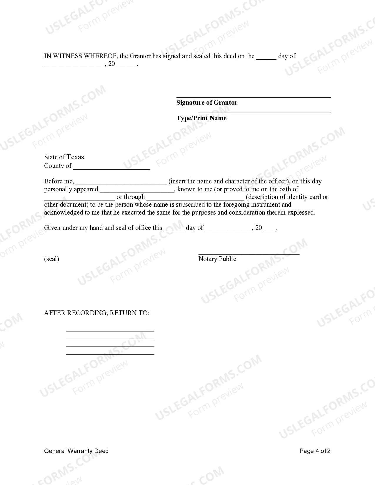 Preview General Warranty Deed - Individual to Individual with Reserved Life Estate in Grantor