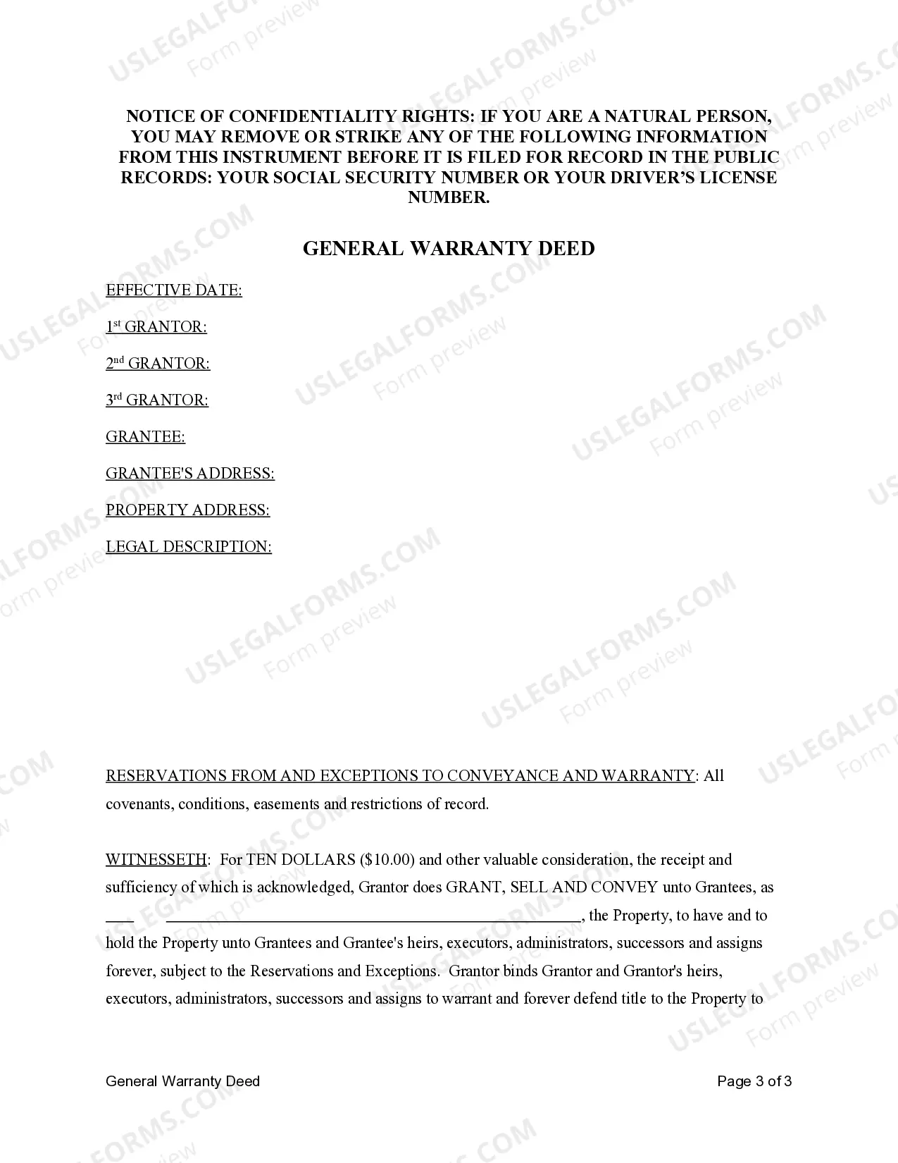 Preview General Warranty Deed