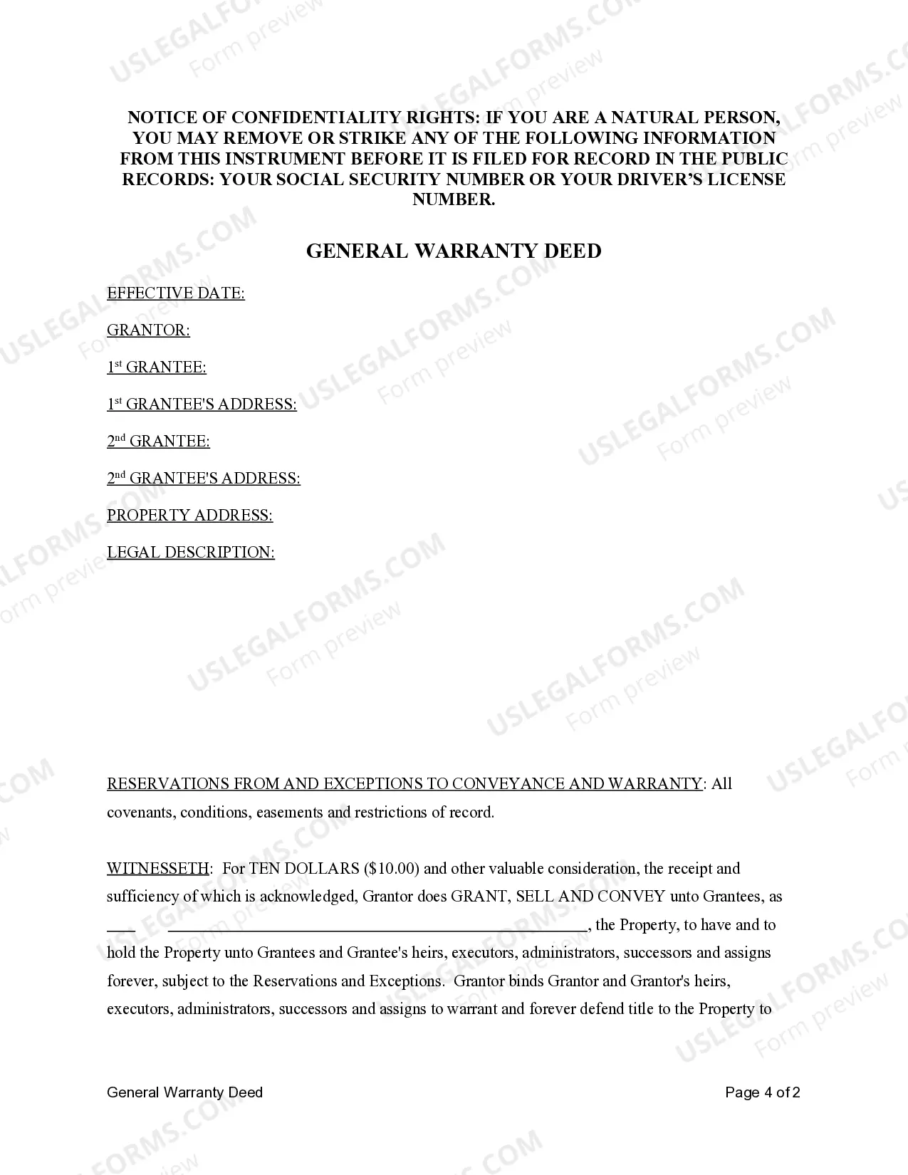 Preview General Warranty Deed from an Individual to Two Individuals