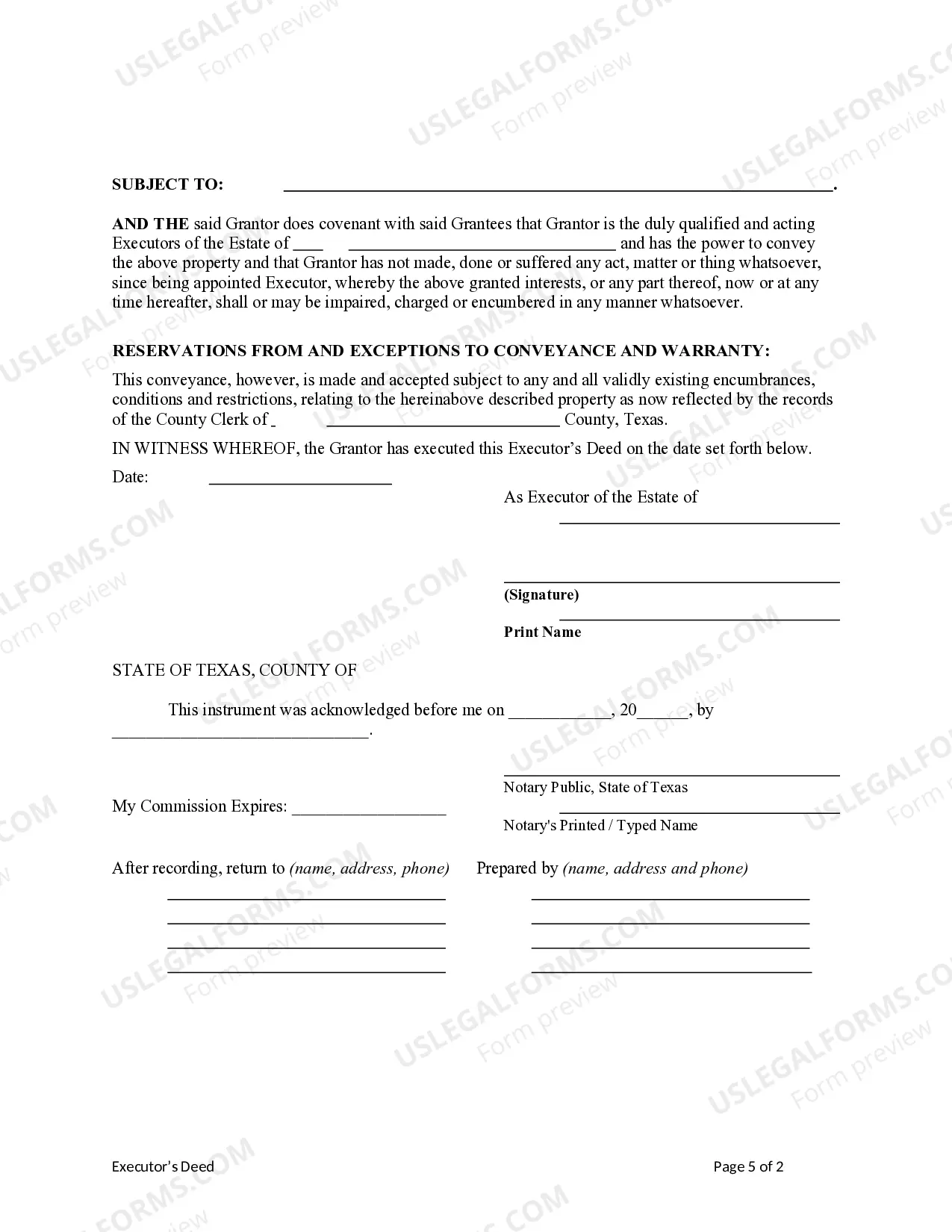 Preview Executor's Deed - Estate to Two Beneficiaries