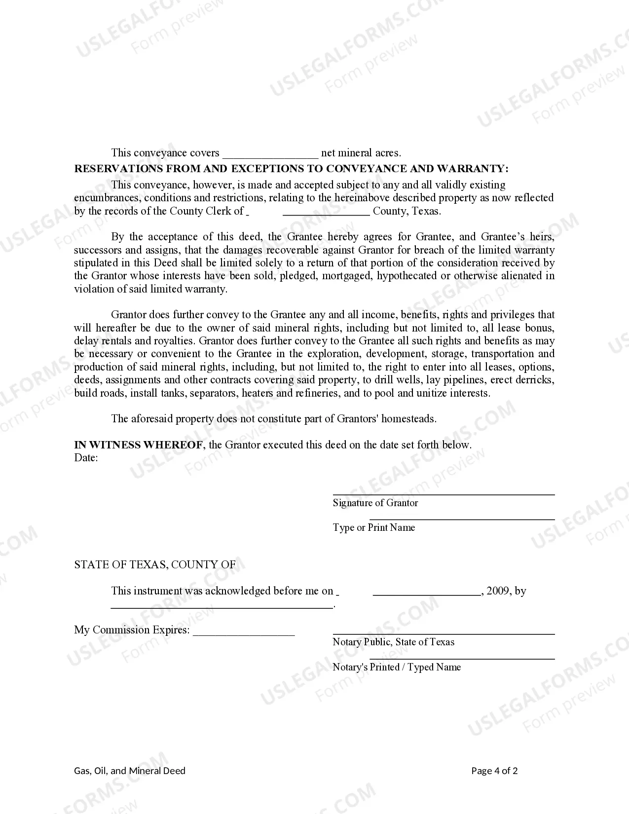 Preview Oil, Gas and Mineral Deed - Individual to Limited Liability Company
